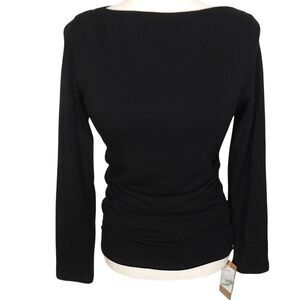 OGL EcoMousse ProWarm Side Tucks Long Sleeve Boat Neck Brami Bra Top Black Sz M